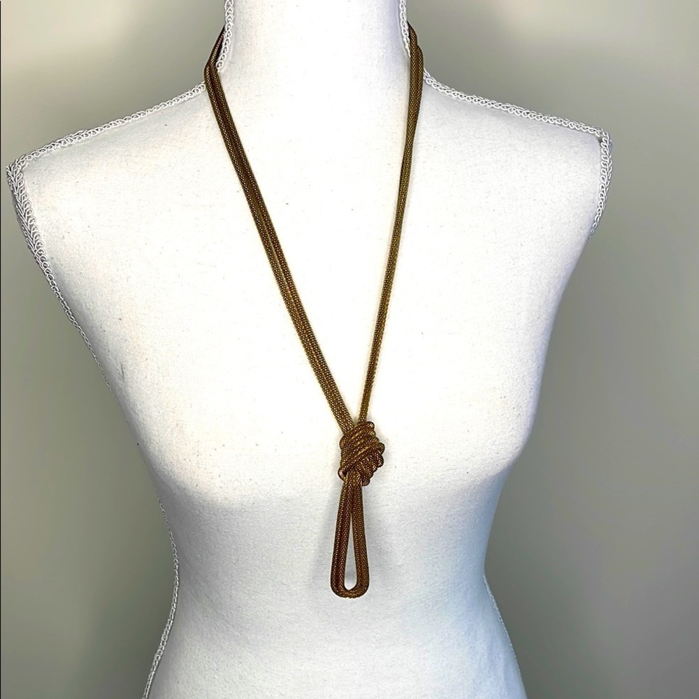 Elegant Gold Toned Knot Statement Necklace